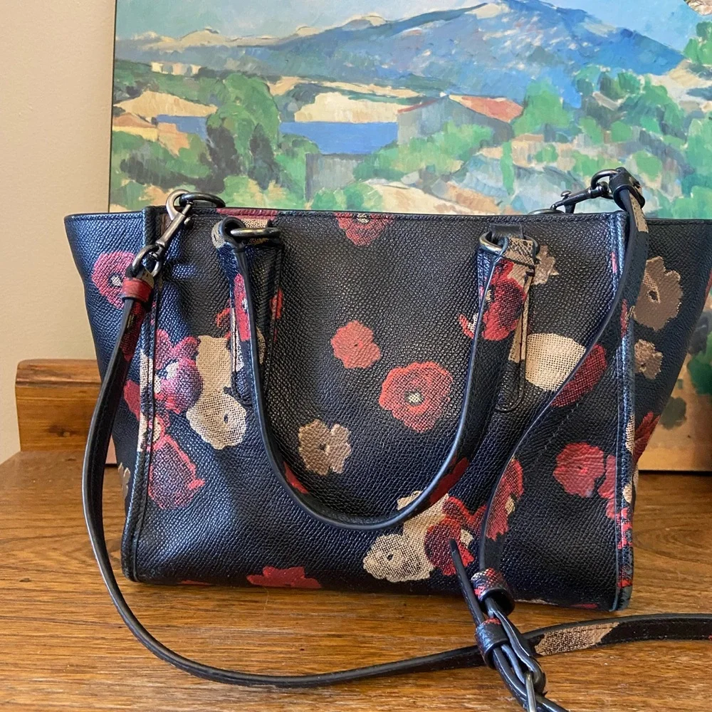 COACH CROSBY FLORAL FLOWER PRINTED LEATHER SATCHEL BAG PURSE 33856 MULTI_RARE - Picture 7 of 11
